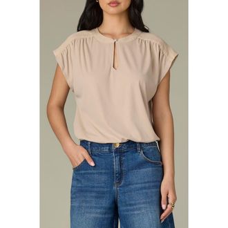 Wit & Wisdom Mixed Media Knit Top in Warm Sand at Nordstrom, Size X-Small