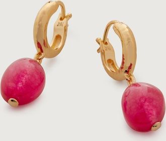 Monica Vinader Gold Rio Gemstone Huggie Earrings Pink Quartz