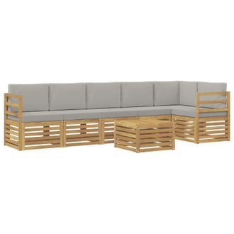 vidaXL Conjunto De Sof&aacute;s De Exterior 7 Pcs Blanco Y Gris Claro Vidaxl