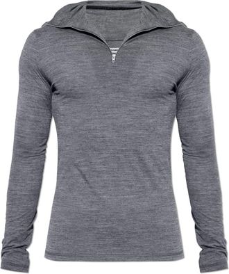Jil Sander Ribbed-knit Half-zip Turtleneck Sweater - Heren - Coltruien - Grijs - XL - Wol - Truien & Vesten