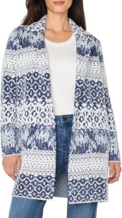 Liverpool L.A. Longline Open Front Jacquard Cardigan in Navy Shibori Mix Texture at Nordstrom, Size X-Small P