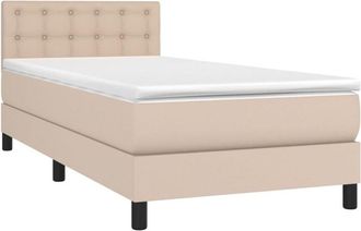 vidaXL Cama Box Spring Con Colch&oacute;n Cuero Sint&eacute;tico Capuchino 80x200 Cm Vidaxl