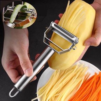 OEM Pelador De Verduras De Acero Inoxidable Para Cocina - Pelador De Mel&oacute;n De Doble Cabezal - Pelador Multifuncional De Frutas Y Verduras