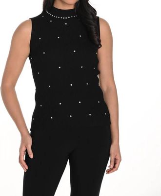Frank Lyman Design Knit Mock Neck Tank Top In Black