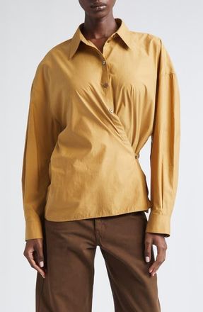 Christophe Lemaire Twisted Cotton & Silk Button-Up Shirt in Cumin at Nordstrom, Size 12 Us