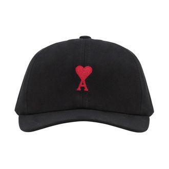 Ami Geborduurd Hart Cap - Heren - Petten - Zwart - ONE Size - Katoen - Accessoires