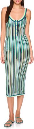 Susana Monaco Stripe Open Stitch Sweater Midi Dress in Nightlife/fern at Nordstrom, Size X-Small