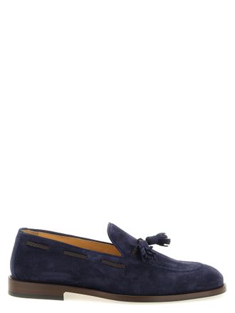 Brunello Cucinelli Blue Calfskin Slip-On Mens Loafers