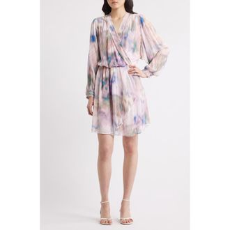BOSS Print Long Sleeve Faux Wrap Dress in Open Misc at Nordstrom Rack, Size 18 (Similar To 14W)