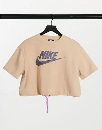 Nike Air Sportswear Short Sleeve Running Top Shimmer Tan CJ2275-287 Womens