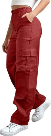 Generic Womens Straight Leg Pants Cargo Trousers Elastic Waist Pants Tracksuit Activewear Women Baggy Wide Leg Casual Work Trousers Elasticated Waist Jogging 