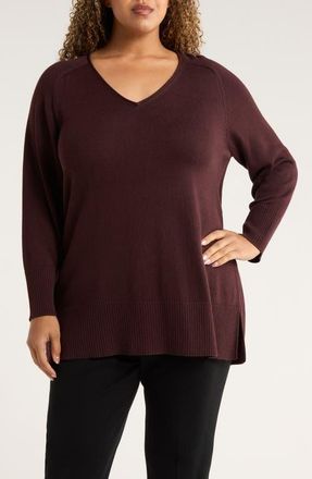 Eileen Fisher V-Neck Cotton Blend Sweater in Casis at Nordstrom, Size Xx-Small