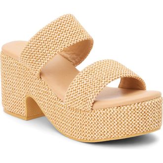 Matisse Footwear Ocean Ave Espadrille Platform Slide Sandal in Chestnut Raffia at Nordstrom, Size 10