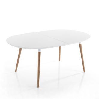 Oresteluchetta Oresteluchetta - Mesa Efecto Madera Lacada En Blanco Mate Al 75 X An 105 X Pr 170 Cm