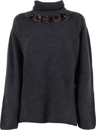 P.A.R.O.S.H. Ribbed Knit Floral Sweater