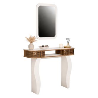 Dmora Mueble De Entrada Gazzuolo, Espejo Incluido, 2 Estantes, Modular, 105x30x85h Cm Nuez Marr&oacute;n