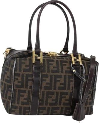 Fendi Pre-owned Handbags, female, Brown, Size: ONE SIZE Pre-owned Vintage Canvas Handbag