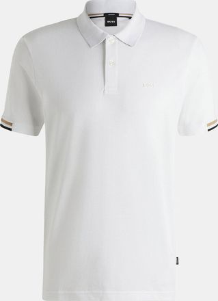 HUGO BOSS Herenpolo Boss Parlay 147 met rubberen logo in wit