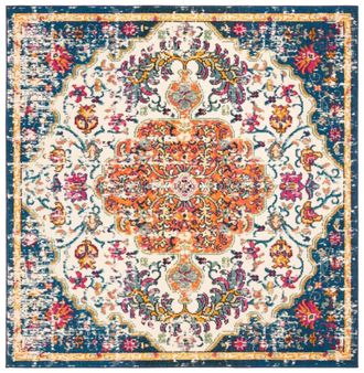 Safavieh Alfombra de transici&oacute;n color marfil/naranja de 152 x 152 cm