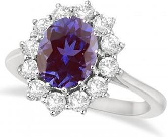 Allurez Oval Lab Alexandrite and Diamond Ring 14k White Gold (3.60ctw)