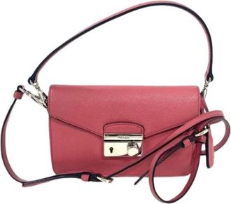 Prada Pre-owned Saffiano Triangle Shoulder Bag - Dames - Vintage Schoudertas - Roze - ONE Size - Leer - Vintage