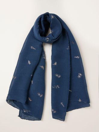 Fat Face FatFace Navy Blue Foil Printed Crinkle Scarf