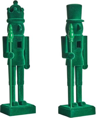 Beliani Conjunto De 2 Figuritas De Cascanueces Material Sint&eacute;tico Decoraci&oacute;n Navide&ntilde;a Verde Flatey