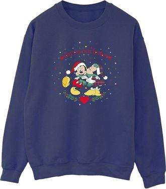Disney Heren Mickey Mouse Mickey Minnie Kerstmis Sweatshirt (Marineblauw)