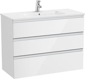 Roca Mueble Lavabo Centrado Blanco 1000x460 The Gap 3 Cajones Blanco