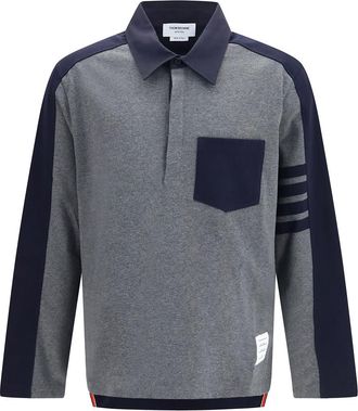 Thom Browne Grey Color Block Polo