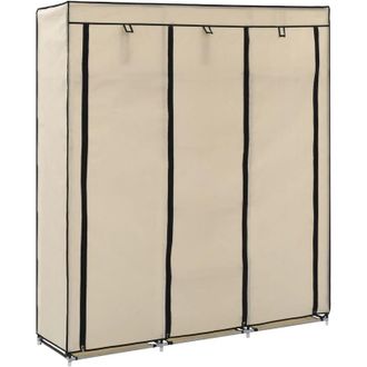 vidaXL Armario Con Compartimentos Y Varillas Tela Crema 150x45x175 Cm Vidaxl