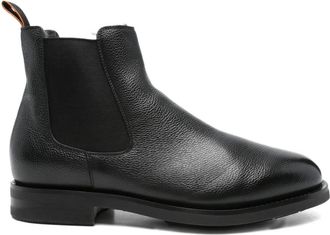 Santoni Leren laarzen met elastisch vlak - Zwart