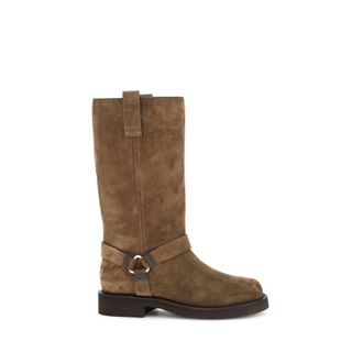 Brunello Cucinelli Brown Calf Leather Bos Taurus Flat Womens Boots