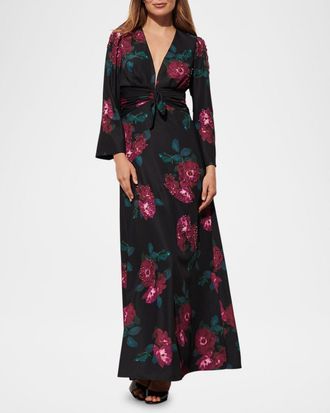 Figue Harley Floral Crystal Long-Sleeve Maxi Dress