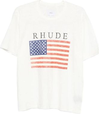 Rhude Graphic Print T-Shirt - Heren - T-shirts - Wit - S - Katoen - Tops