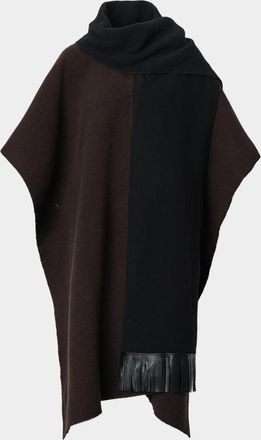 Rag & Bone Brooke Leather-Fringed Scarf Wool Poncho
