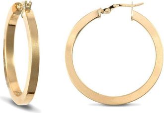 Jewelco London 9ct Gold Square Tube 3mm Hoop Earrings 30mm - JER458C