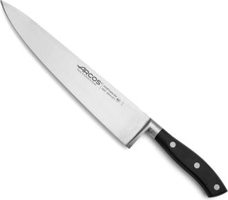 Arcos Arcos - Cuchillo Cocinero Riviera 233700 De Acero Nitrum, Con Mango De Polioximetileno Y 25 Cm De Hoja En Estuche