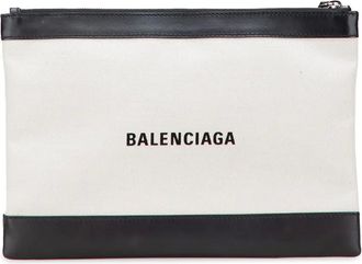 Balenciaga Clutch Navy Clip in tela M 2006-2018 - Bianco