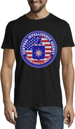 Generic United States of America Central Intelligence Agency Mens Crew Neck T-Shirt Black X-Large