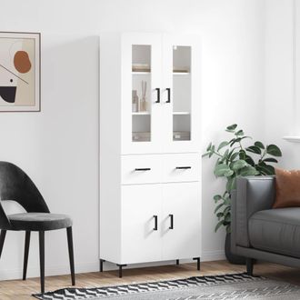 vidaXL Vidaxl - Aparador Alto Madera Contrachapada Blanco 69,5x34x180 Cm
