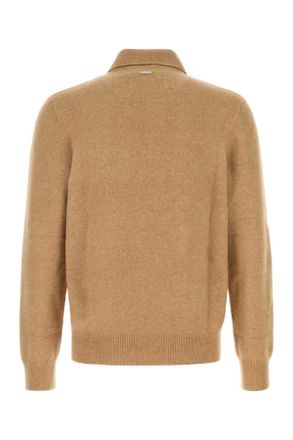 Ferragamo Mens Stretch Camel Blend Polo Shirt