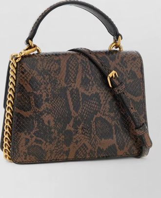 Pinko love bag one mini leather python print shoulder bag