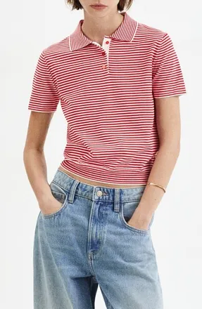 Mango Stripe Polo Sweater in Red at Nordstrom, Size X-Small