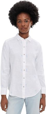 Tommy Bahama Palm Embroidered Long Sleeve Relaxed Shirt Womens Clothing Linen Sky : LG (US 12-14)