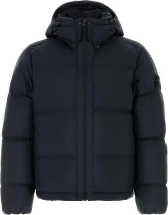 Stone Island Navy Blue Quilted Hood Jacket