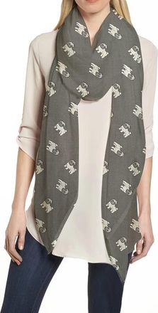 Lina & Lily Pug Dog Print Womens Scarf Shawl Wrap Lightweight (Dark Grey)