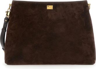 Dolce & Gabbana Tassen, Dames, Bruin, ONE Size, Su&egrave;de, Vittoria Su&egrave;de Schoudertas