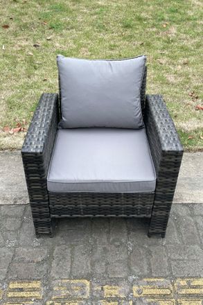 Fimous High Back Rattan Single Arm Chair Thick Seat And Back Cushion