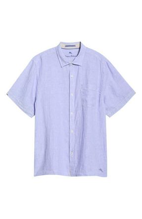 Tommy Bahama Paradise Breezer Short Sleeve Linen Button-Up Shirt in Classic Lavender at Nordstrom, Size Xxx-Large